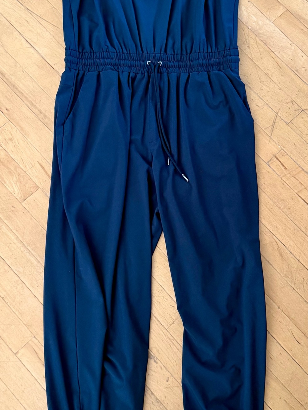 Abercrombie & Fitch Black Sleeveless Drawstring Waist Traveler Jumpsuit